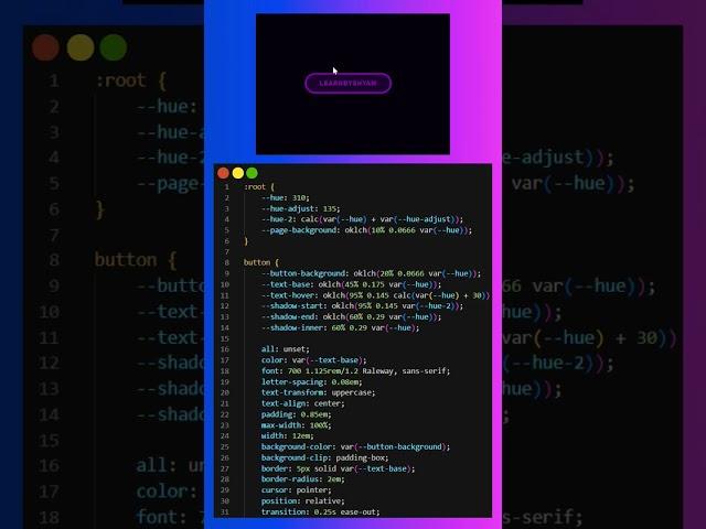 Glowy Button Using HTML CSS #shorts