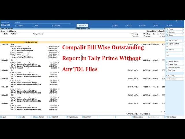 Complete Bill Wise Outstanding Report In Tally Prime