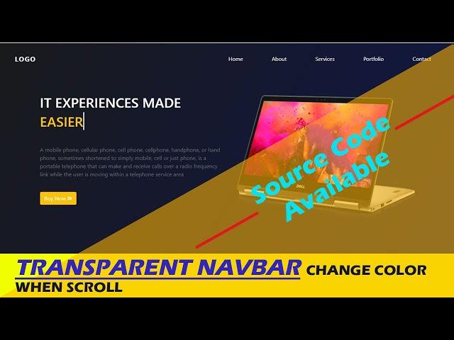 Change Navbar Color on Scroll | Navbar Change from Transparent to Color on Scroll