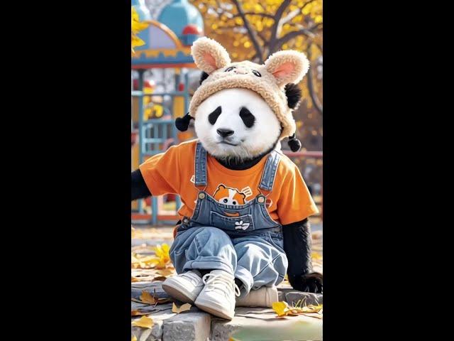 Fubao Autumn Photo ~# Giant Panda Fubao# Fubao Enters False Pregnancy# AI panda#panda animation