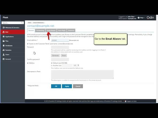 Plesk 12.5 Tutorials - How to create email aliases