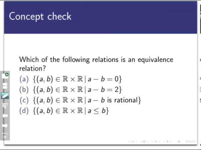 Equivalence relations (Screencast 7.2.2)