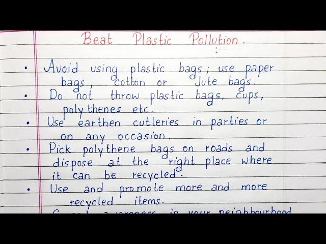 Write a short essay on Beat Plastic Pollution | 10 lines on Beat Plastic Pollution | English