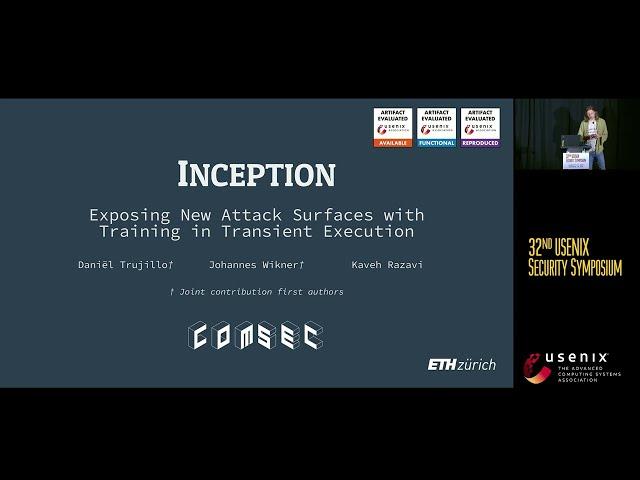 USENIX Security '23 - Inception: Exposing New Attack Surfaces with Training in Transient Execution