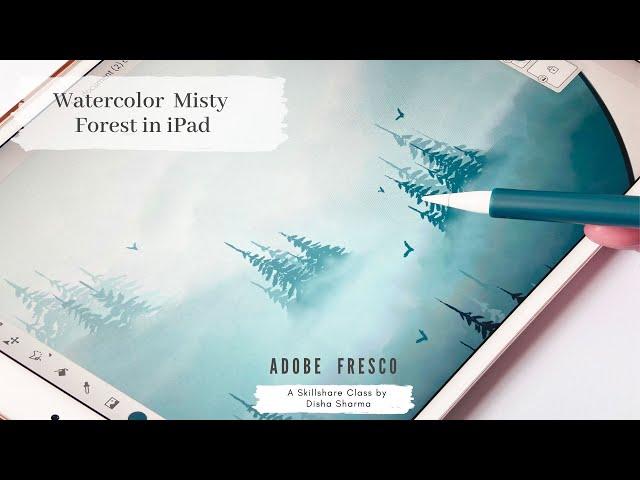 Digital Watercolor Misty Forest Painting in Adobe Fresco - Skillshare Trailer