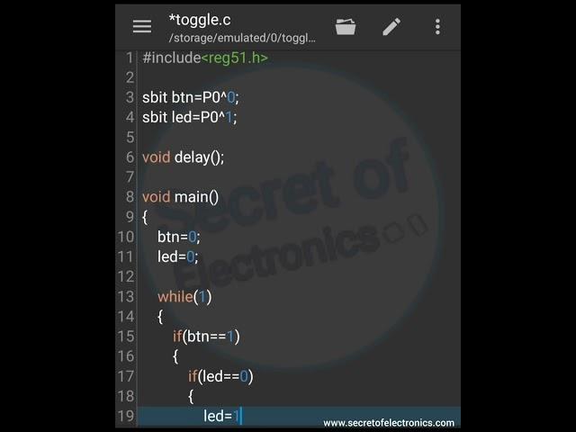 Embedded C Program for 8051 Toggle Switch