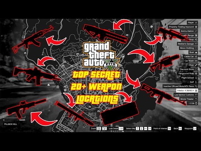 GTA V -  New 20+ Rare Weapon Locations in Story Mode (XBOX, PC, PS4, PS5)