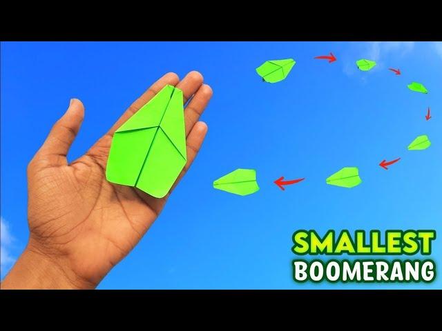 World's smallest paper boomerang plane , how to make boomerang , returnable paper plane making