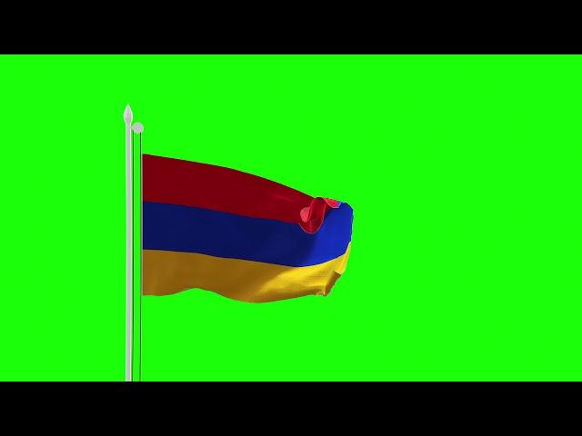 Armenia Flag Green SCREEN Close and Long Shots