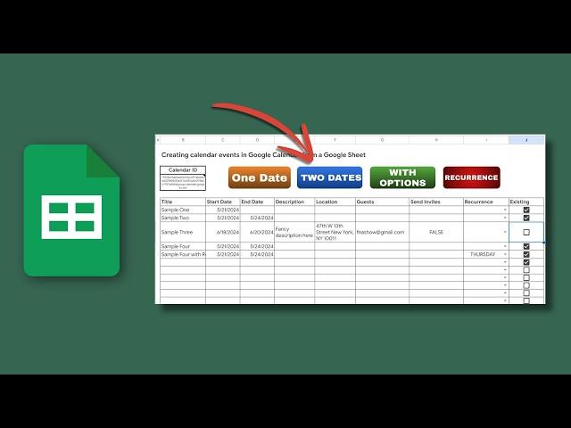 Google Sheets - Use Apps Script to Create All Day Calendar Events