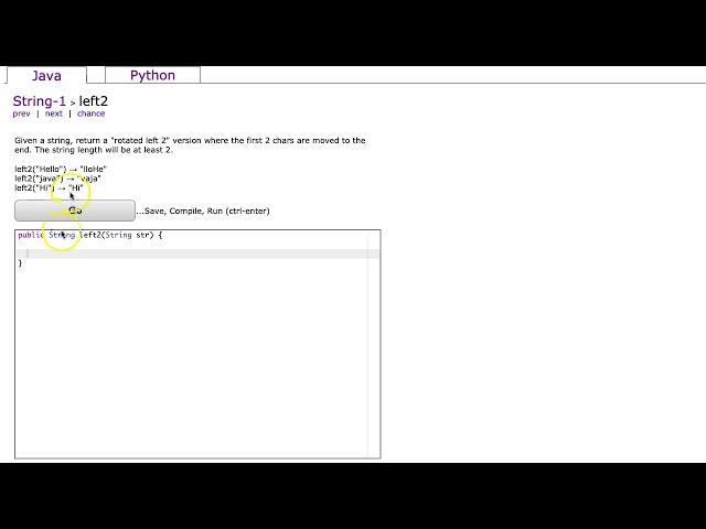 Codingbat - left2 (Java)