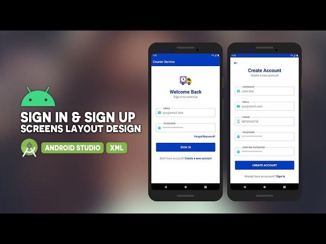 Android Sign In and Sign Up Screens Layout Design | Android Studio