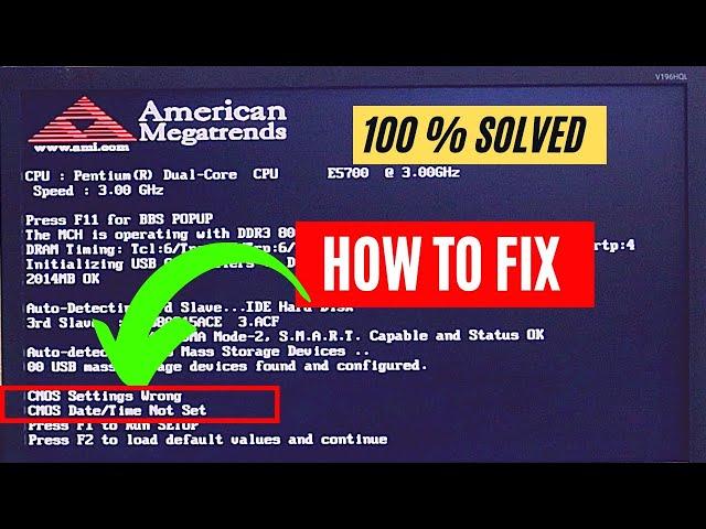 CMOS Battery Settings Wrong Checksum Error On Every Boot Startup | CMOS Date & Time Not Set - Fixed