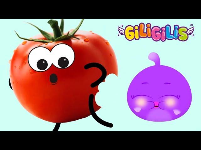 Funny Baby Shark Remix TOMATO SongFruit And Vegetables Names With Giligilis Funny Song - Kids Song