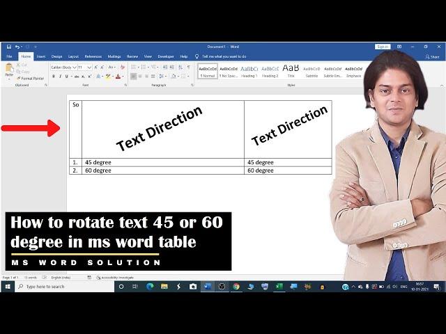how to rotate text 45 or 60 degree in ms word table | how to rotate text in word