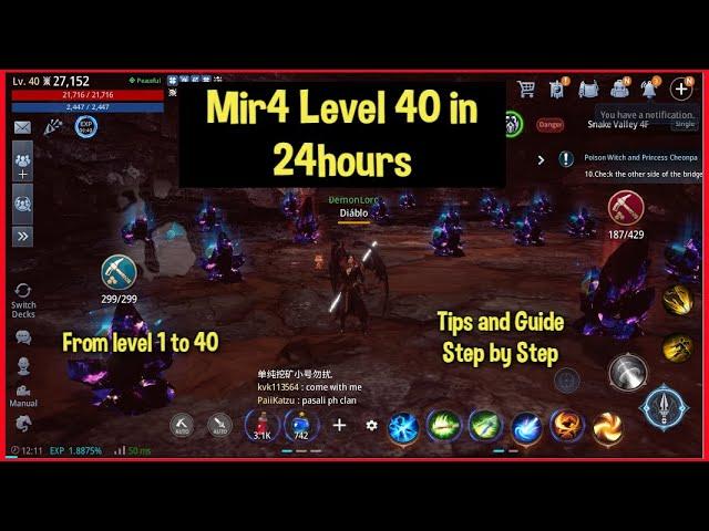 Mir4 How to Level 40 in 24Hours ( Tagalog )