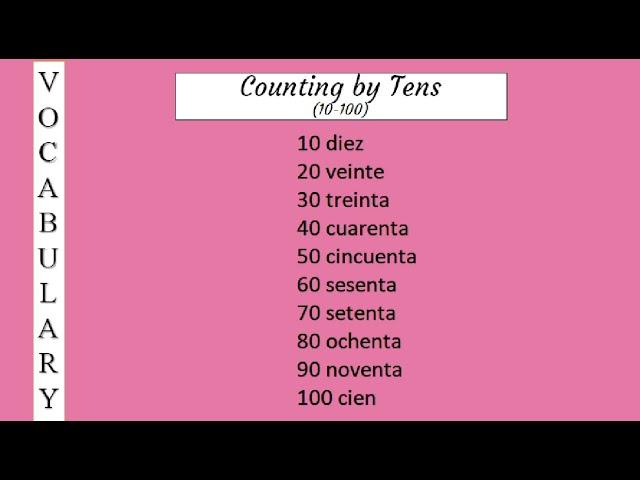 Counting by tens in Spanish 10-100 | Spanish Vocabulary