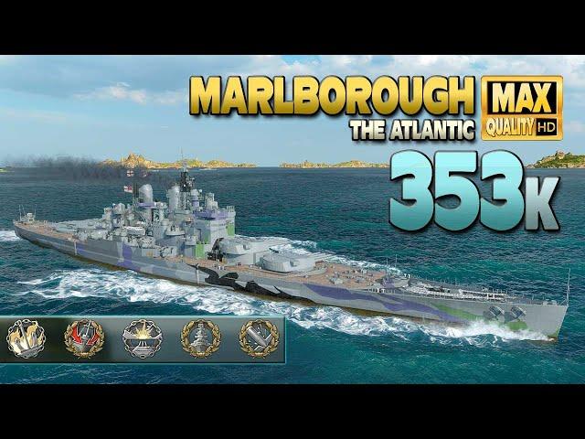 Battleship Marlborough: Big damage on map "The Atlantic" - World of Warships