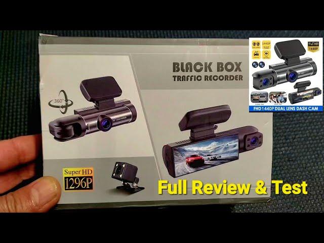 Review & Test Dash Camera Black Box Traffic Recorder Super HD 1296P