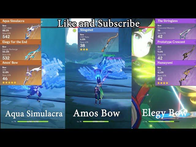 Thighnari Weapon Comparison Aqua,Amos,Elegy,Stringless,Slingshot,Hamayumi,Prototype !!!