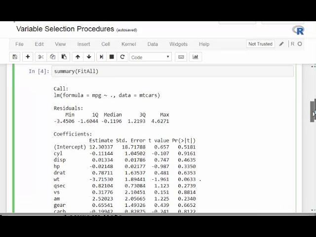 Backward Elimination - Stepwise Regression with R