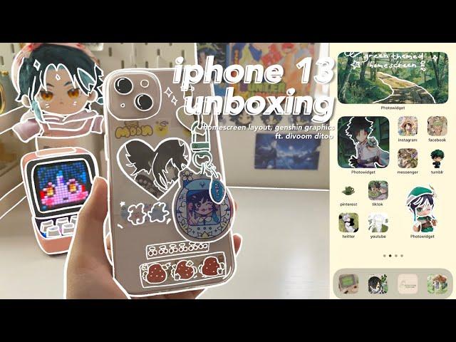  iphone 13 aesthetic unboxing (pink) - phone transformation, genshin, anime ios 15 setup ft. divoom