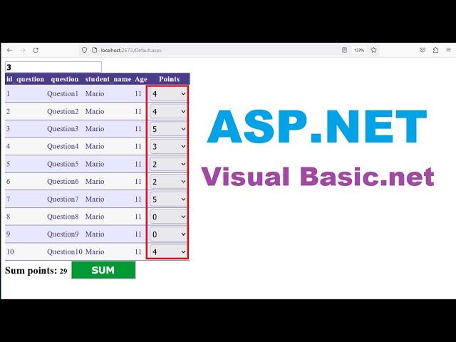 How do I sum a column dropdownlist in gridview ASP.net(VB.net)