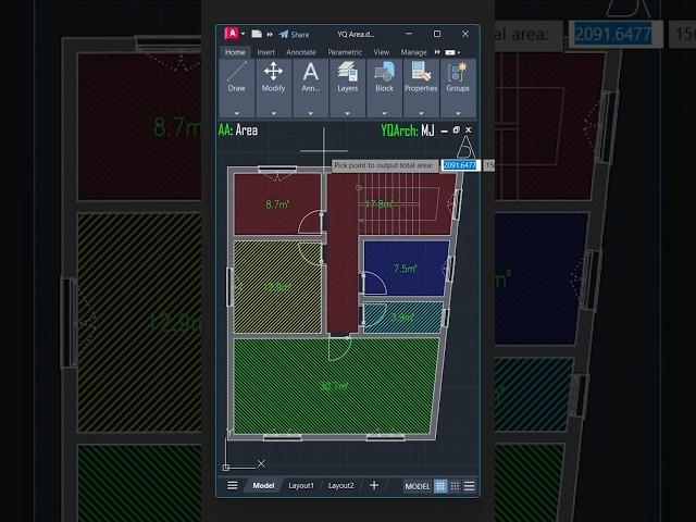 YQArch Plugin (Area) - AutoCAD Tutorial #architecture #autocad #architect