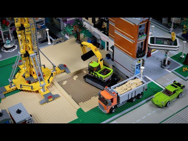 Lego City Construction Crew Construction site ( tower crane 7905, excavator, concrete mixer,  truck)