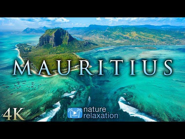 Flying Over the Tropical Island of Mauritius [4K] ️ 1 HR Nature Relaxation + Music & Ocean Sounds