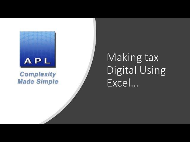 Making Tax Digital - Using Excel