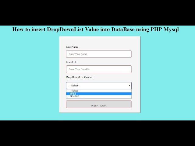 how to insert a dropdownlist value into database using PHP Mysql