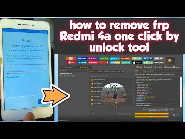 how to remove/unlock frp redmi 4a one click by unlock tool