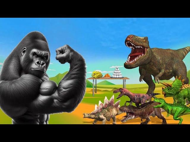 Pailwaan Gorilla vs Dinosaurs funny video || Cartoon Gorilla comedy video compilation