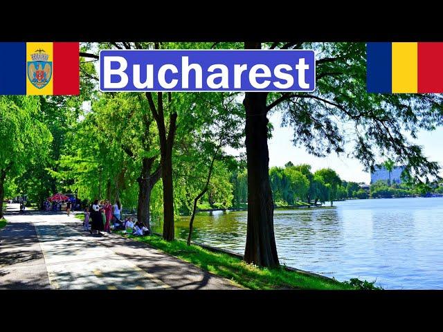 Romania, Bucharest walking tour in city parks 2024 [4K]