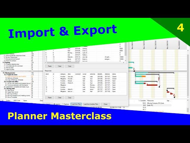 Planner Masterclass - 4 Import and Export