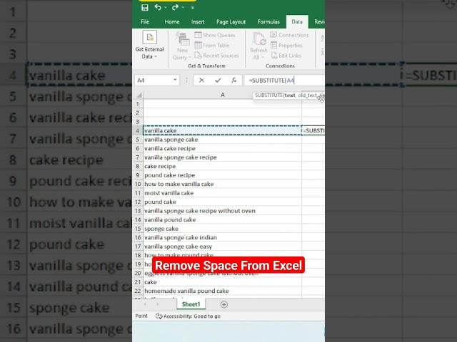 how to remove space from excel column text