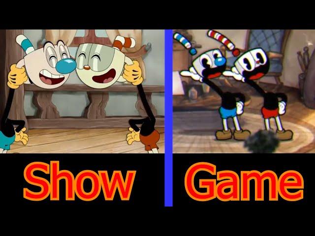 Cuphead And Mugman Game VS Show Comparison