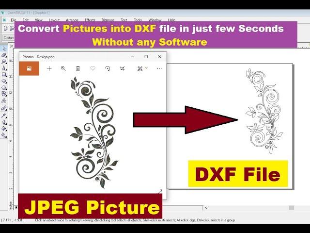 How to Convert Pictures into DXF files without any software in few seconds