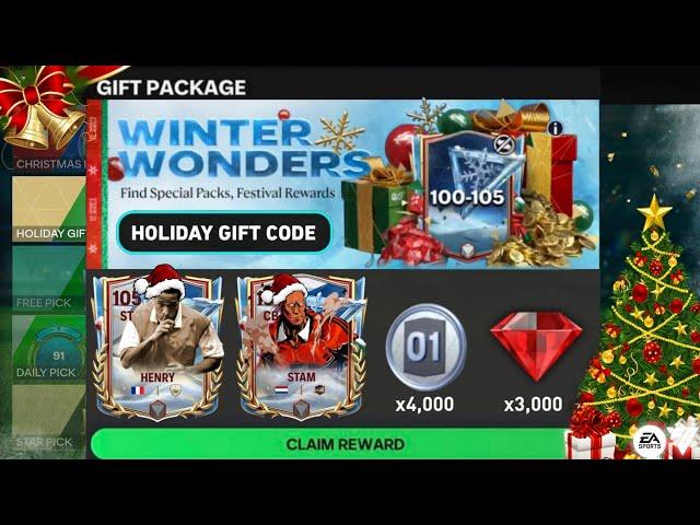 FREE 105 OVR REWARD HOLIDAY GIFT PACKAGE!! WINTER WONDER REDEEM CODE & EXTRA TIME FC MOBILE 25!