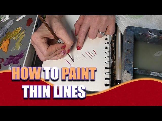 How to paint THIN LINES in ACRYLICS #acrylicpainting
