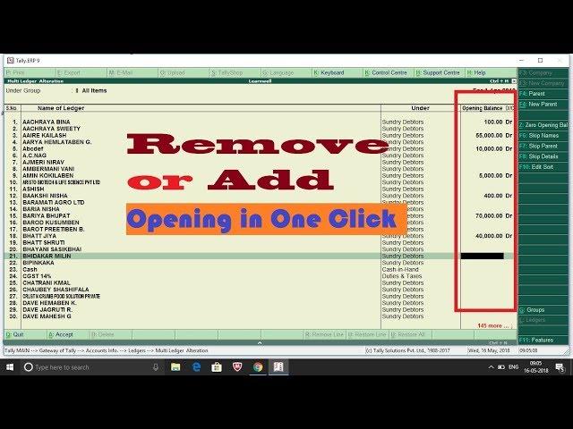 Tally ERP 9 - Add or Remove Multi Ledger Opening️