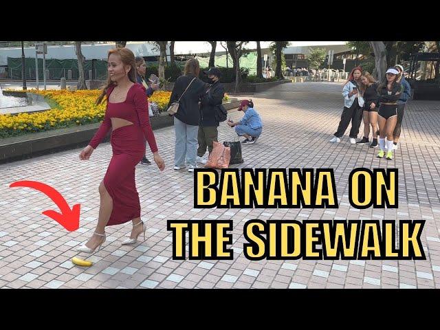 Banana on the sidewalk crush