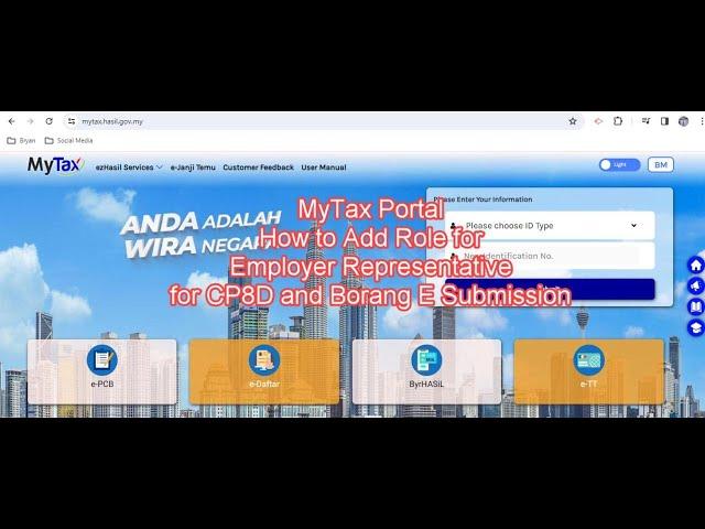 MyTax Portal How to Add Role for Employer Representative for CP8D and Borang E Submission