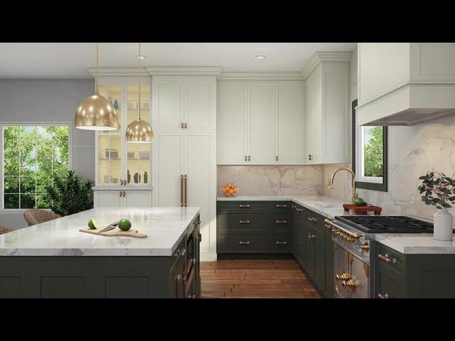 Kitchen design - 3D animation, L-shape kitchen, shaker door style