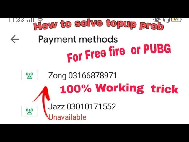 Zong unavailable solution/Jazz unavailable solution for free fire /pubg