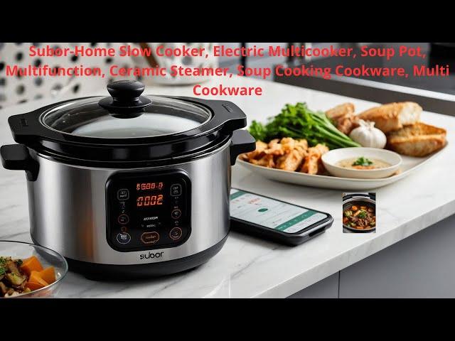 Subor Home Slow Cooker, Electric Multicooker, Soup Pot, Multifunction, Ceramic Steamer, Soup Cooking
