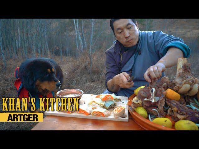 Beef In the Wild! Preparing a HUGE MEAT MEAL before the Mongolian winter! | Khan's Kitchen