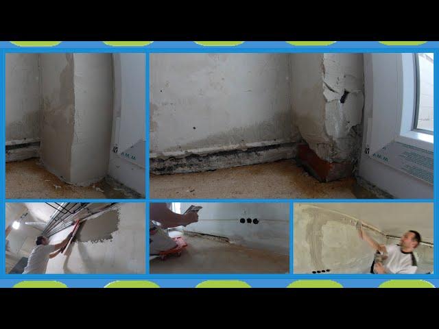 Plastering walls and ceiling holes, corners, cable slots, door reveals, cracks, corner protection