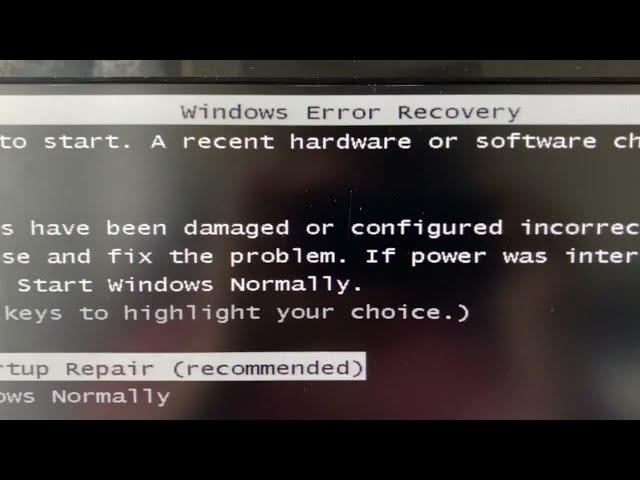 Windows Error Recovery Problem 100% Solved in Just 2 min